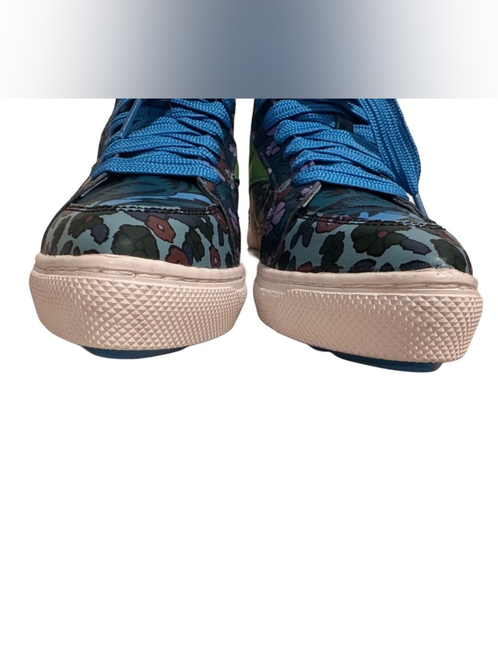 Coach C203 Floral Pointy Toe High Top Sneakers - Limited Ed Floral & Gold 6B/39 - Picture 7 of 13